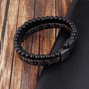 To Our Grandson - You Are Not Alone Black Beaded Bracelets For Men