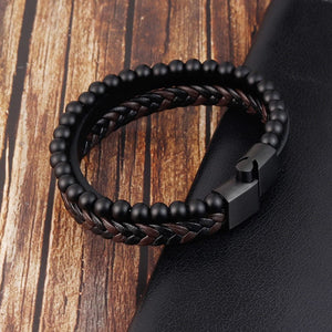 Dad To Son - Believe In Yourself Black Beaded Bracelets For Men
