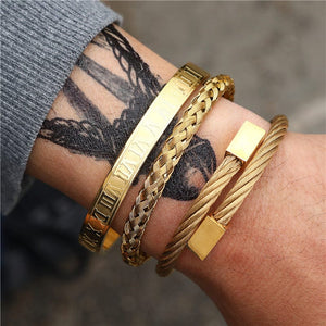 Daughter To Dad - The World's Best Father Bangle Weave Roman Numeral Bracelets