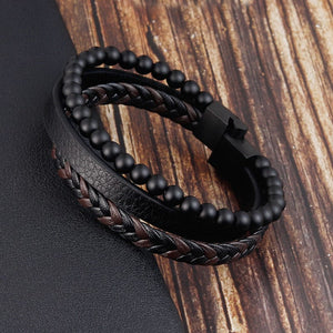 Mom To Son - I Will Always Be With You Black Beaded Bracelets For Men