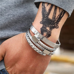 Son To Dad - You Are The World's Best Trucker Bangle Weave Roman Numeral Bracelets