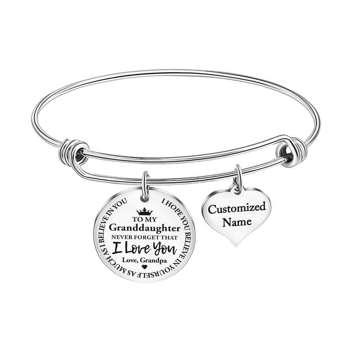 Grandpa To Granddaughter - I Love You Customized Name Bracelet