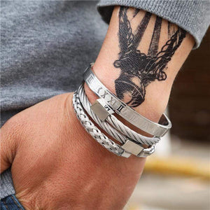 Mom To Son - My Little Boy Roman Numeral Bangle Weave Bracelets Set