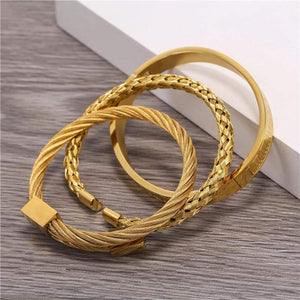 Dad To Son - Never Lose Roman Numeral Bangle Weave Bracelets Set