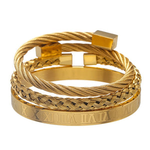 Son To Dad - My Loving Father Bangle Weave Roman Numeral Bracelets