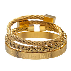 To My Dad - Thank You For All Bangle Weave Roman Numeral Bracelets