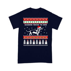 Funny Christmas Outfit - Dachshund Through The Snow Tee Shirt Gift For Christmas
