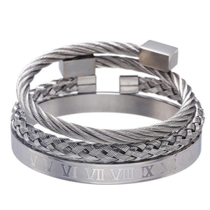 Daughter To Dad - My Loving Father Bangle Weave Roman Numeral Bracelets