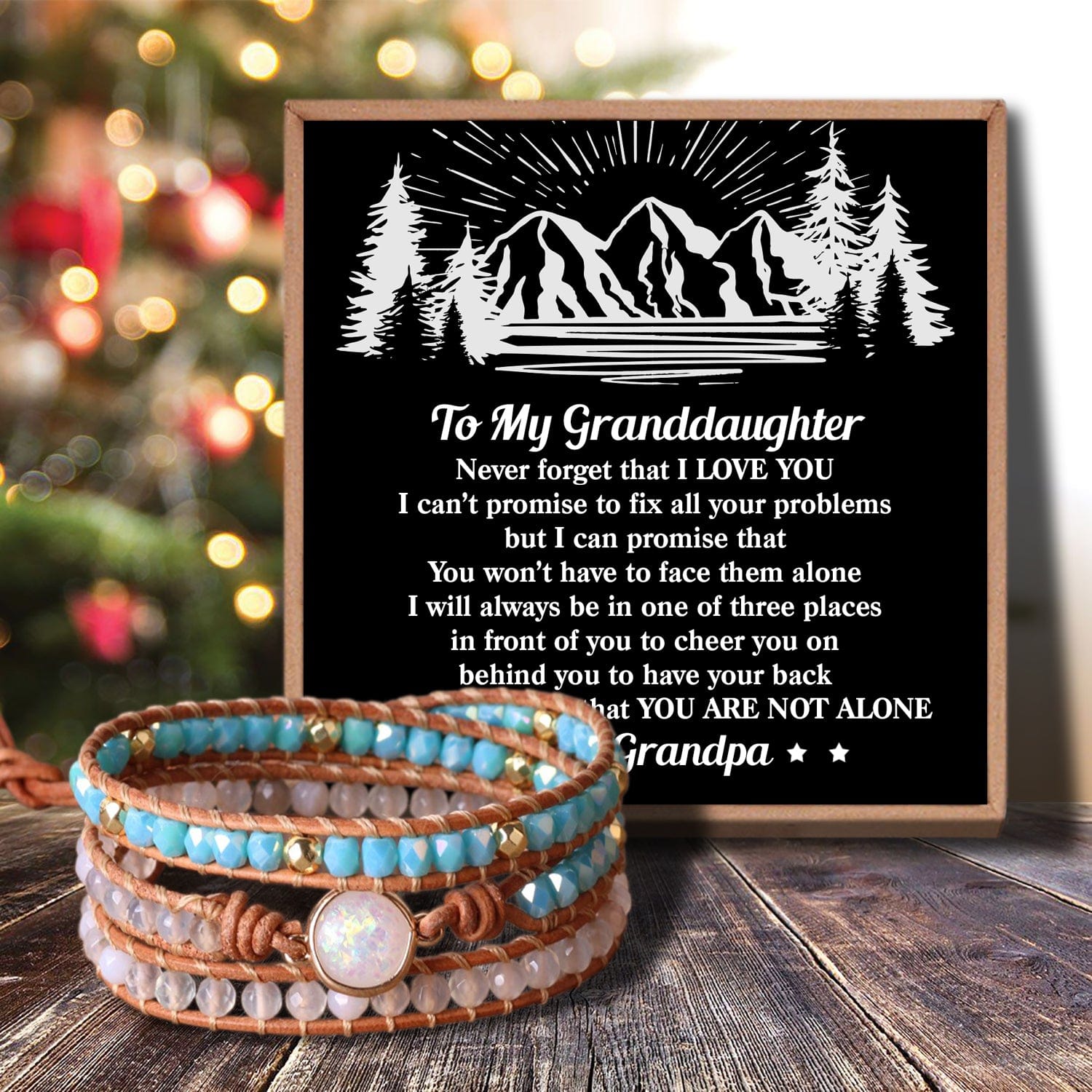 Grandpa To Granddaughter - You Are Not Alone Crystal Beaded Bracelet