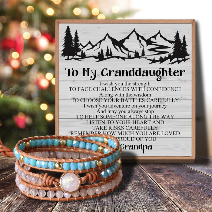 Grandpa To Granddaughter - I Am So Proud Of You Crystal Beaded Bracelet