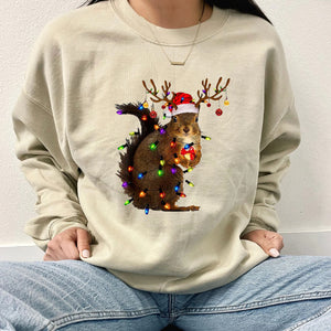 Christmas Squirrel Lights Shirt, Christmas Sweatshirt, Christmas Shirt, Christmas Sweatshirt Cute, Christmas Winter Sweatshirt