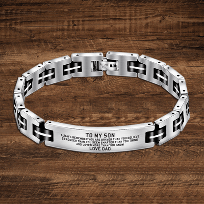 Dad To Son - You Are Loved More Engraved Men's Bracelet