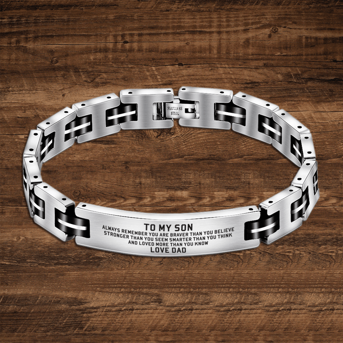 Dad To Son - You Are Loved More Engraved Men's Bracelet