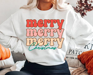 Merry Merry Merry Christmas UNISEX Sweatshirt, Christmas Sweatshirt, Holiday Sweatshirt, Retro Christmas Outfit