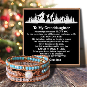Grandma To Granddaughter - Just Do Your Best Crystal Beaded Bracelet