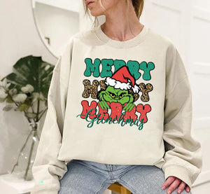 Retro Merry Grinchmas Sweatshirt, Grinch Sweatshirt, Christmas Sweatshirt, Retro Sweatshirt, Gift For Christmas, Merry Christmas Sweatshirt