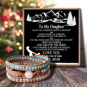 Mom To Daughter - I Love You For The Rest Of Mine Crystal Beaded Bracelet