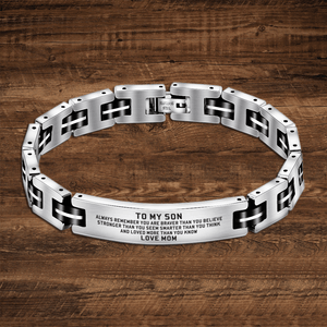 Mom To Son - You Are Loved More Engraved Men's Bracelet