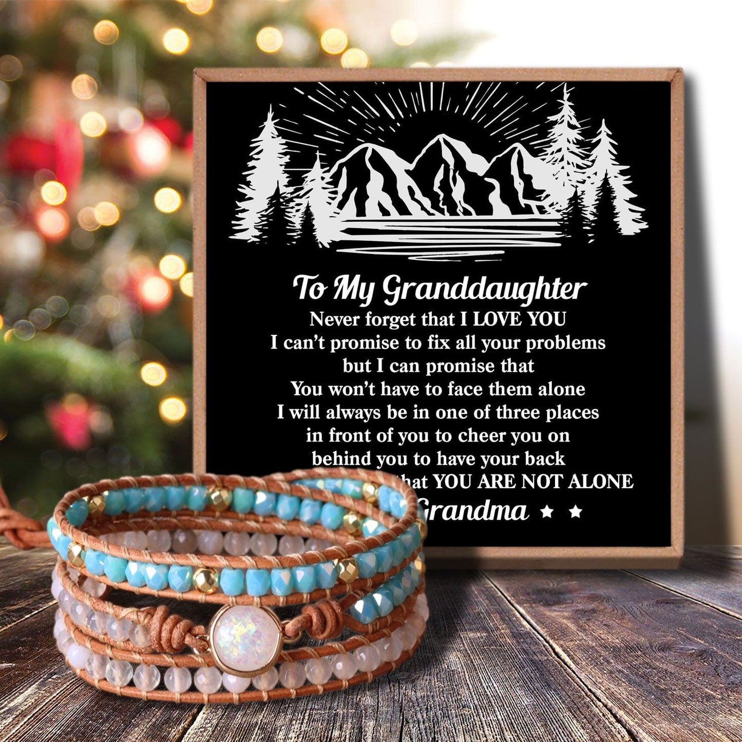 Grandma To Granddaughter - You Are Not Alone Crystal Beaded Bracelet