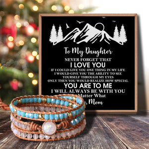 Mom To Daughter - I Love You Crystal Beaded Bracelet