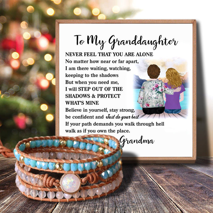 Grandma To Granddaughter - Never Feel That You Are Alone Crystal Beaded Bracelet