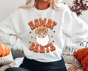 Vintage Christmas Sweatshirt, Howdy Santa Western Sweatshirt, Santa Christmas Sweatshirt, Retro Holiday Sweatshirt,Ugly Christmas Sweatshirt