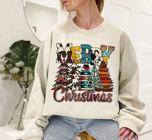 Western Howdy Christmas Tree Sweatshirt, Leopard Christmas Tree Sweatshirt, Christmas Graphic Tee, Holiday Sweatshirt, Winter Sweatshirt