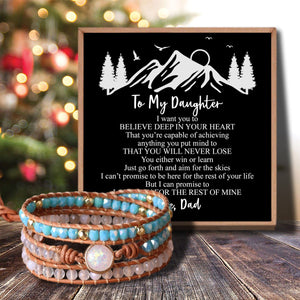 Dad To Daughter - Believe Deep In Your Heart Crystal Beaded Bracelet