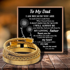 Son To Dad - I Will Always Be Your Little Boy Bangle Weave Roman Numeral Bracelets