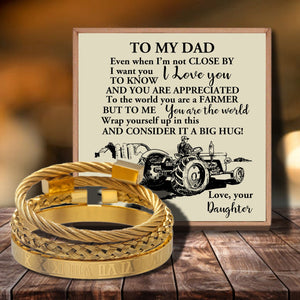 Daughter To Dad - You Are The World's Best Farmer Bangle Weave Roman Numeral Bracelets