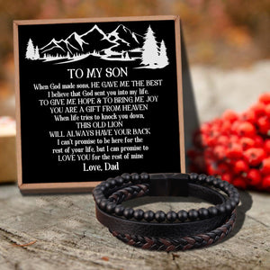 Dad To Son - I Will Always Have Your Back Black Beaded Bracelets For Men