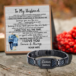 To My Husband - I Miss You All The Time Customized Name Bracelet