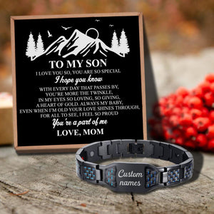 Mom To Son - You Are A Part Of Me Customized Name Bracelet