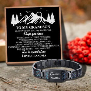 Grandma To Grandson - You Are A Part Of Me Customized Name Bracelet
