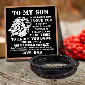 Dad To Son - I Believe In You Black Beaded Bracelets For Men