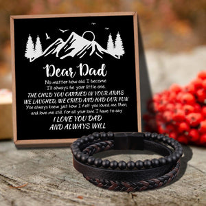 To My Dad - I Love You Dad Black Beaded Bracelets For Men