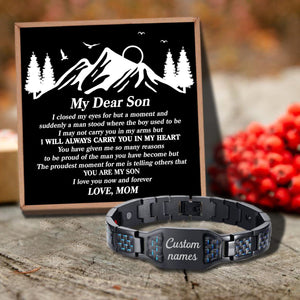 Mom To Son - I Will Always Carry You In My Heart Customized Name Bracelet