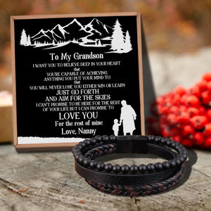 Nanny To Grandson - I Can Promise To Love You Black Beaded Bracelets For Men