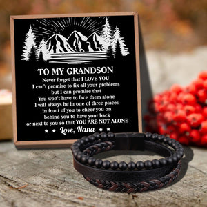 Nana To Grandson - You Are Not Alone Black Beaded Bracelets For Men