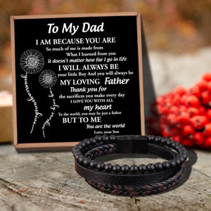 Son To Dad - My Loving Father Black Beaded Bracelets For Men