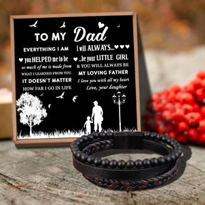 Daughter To Dad - I Will Always Be Your Little Girl Black Beaded Bracelets For Men