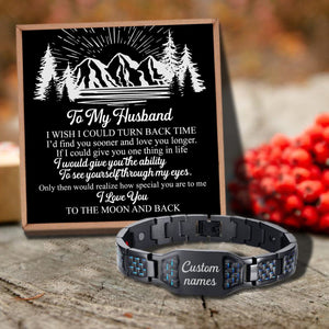 To My Husband - I Love You To The Moon And Back Customized Name Bracelet