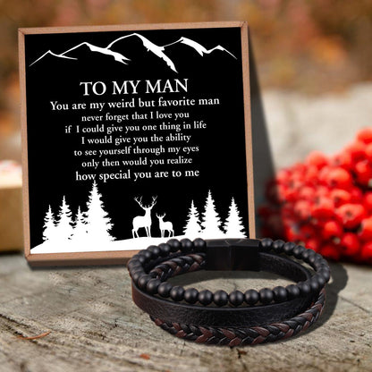 To My Man - You Are My Favorite Man Black Beaded Bracelets For Men