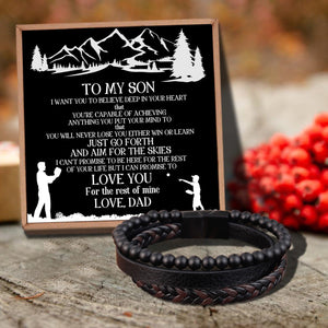 Dad To Son - I Love You For The Rest Of Mine Black Beaded Bracelets For Men