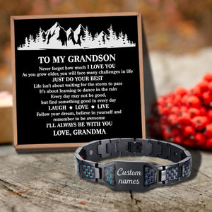 Grandma To Grandson - Just Do Your Best Customized Name Bracelet