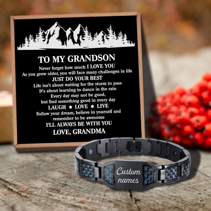 Grandma To Grandson - Just Do Your Best Customized Name Bracelet