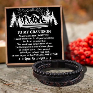 Grandpa To Grandson - You Are Not Alone Black Beaded Bracelets For Men