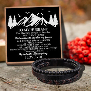 To My Husband - I Love You Black Beaded Bracelets For Men