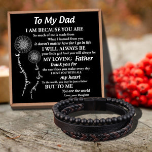 Daughter To Dad - My Loving Father Black Beaded Bracelets For Men