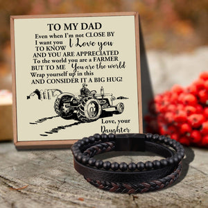 Daughter To Dad - The World's Best Farmer Black Beaded Bracelets For Men